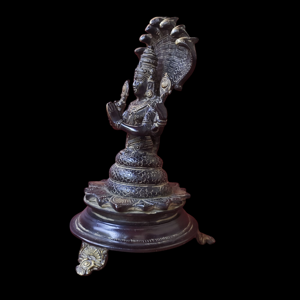 Magnificent Brass Idol of Lord Patanjali with 7 Naags - Sage Of Yoga Sutras. Height 26 cm