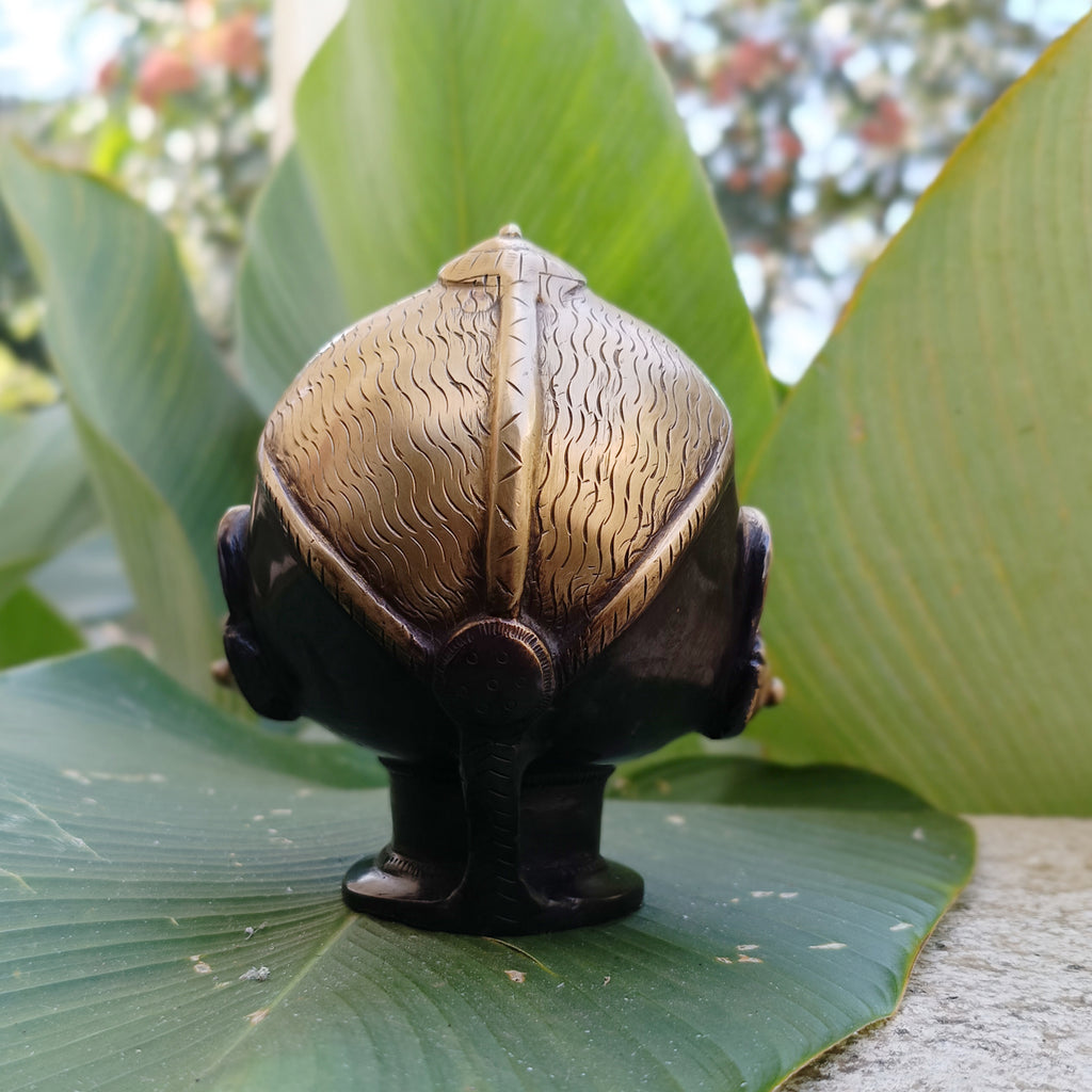Vintage Brass Bust of Gangaur Gauri - Indian Goddess of Fertility, Love & Devotion . Height 15 cm