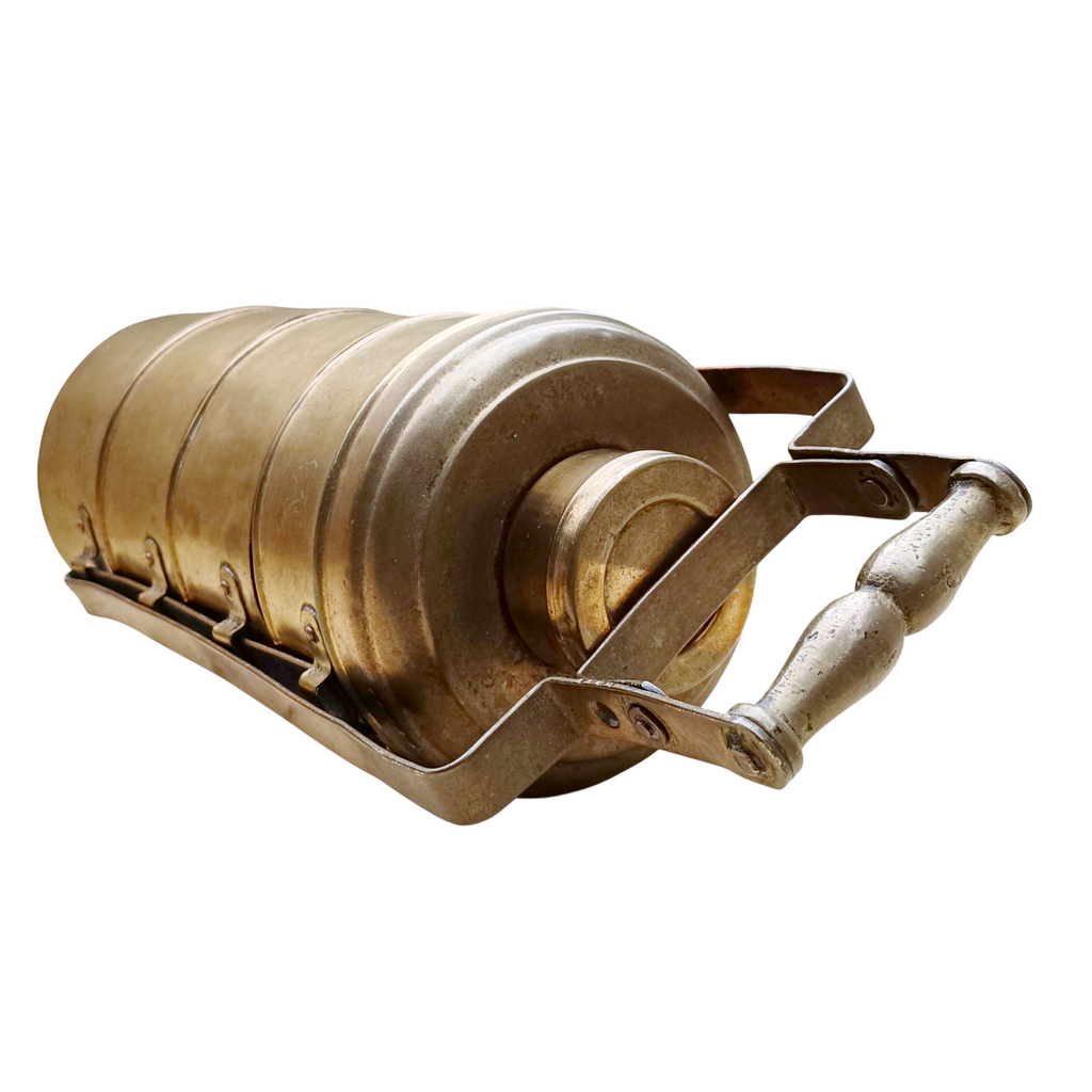 Vintage Brass Tiffin With 4 Containers. Height 42 cm x Diameter 14 cm