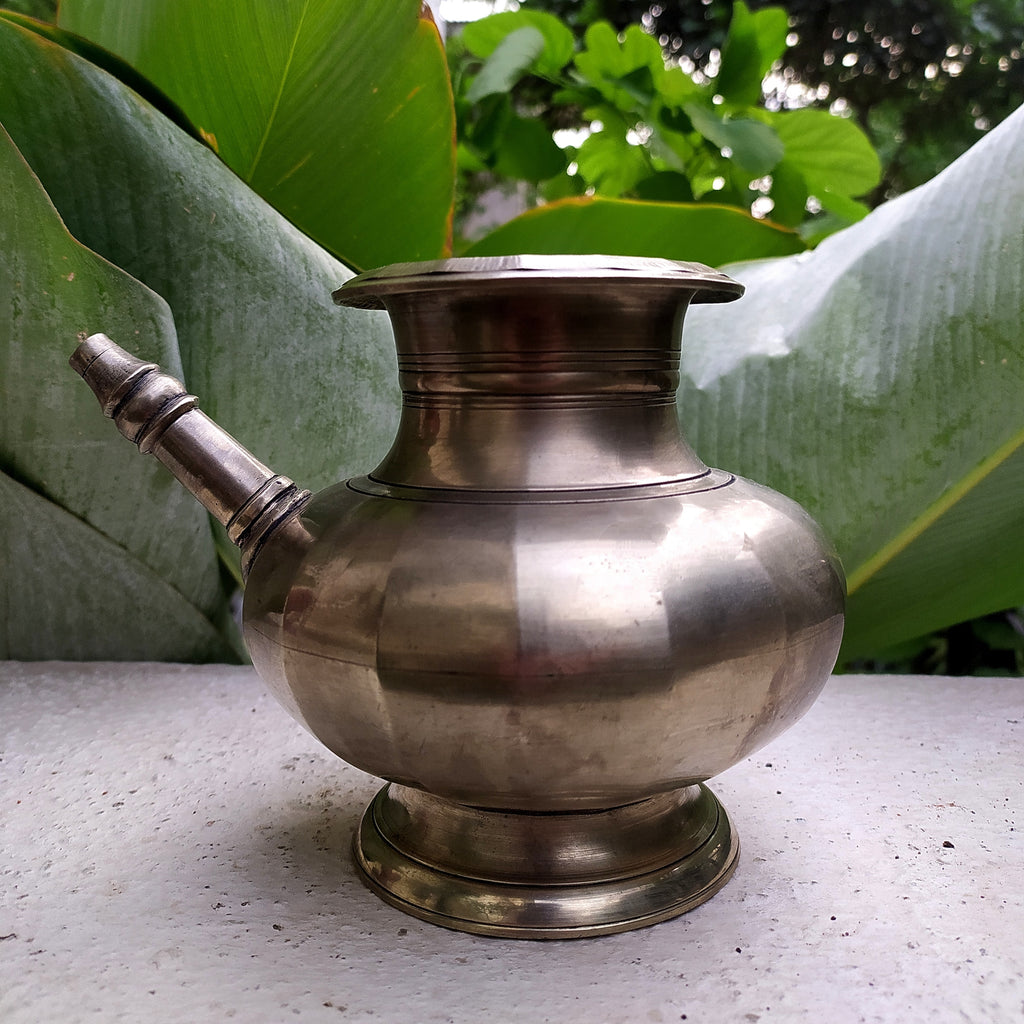 Brass Lota With Spout, Drinking Water Vessel. Ht 13 cm x Length 18 cm x Diameter 9.5 cm