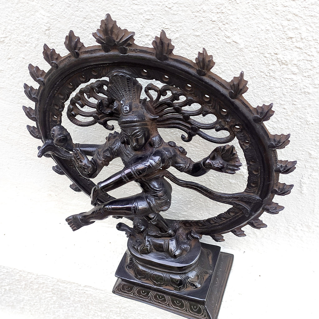Vintage Brass Sculpture of Lord Shiva As Dancing Natraja. Ht 34 cm x W 26 cm