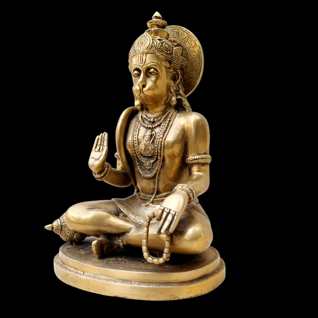 Majestic Brass Sculpture of Hanuman - Devotee of Lord Rama. Ht 32 cm - The Indian Weave