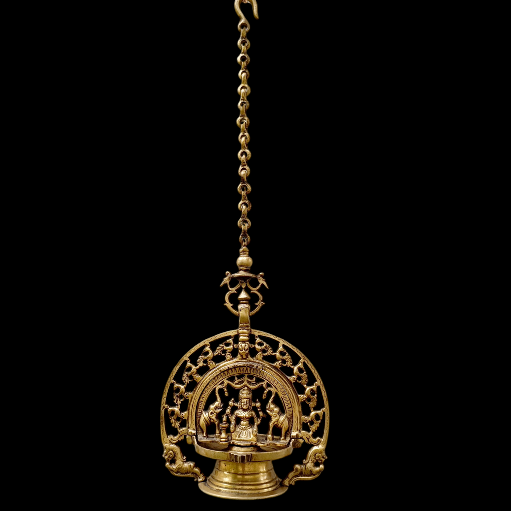 Traditional GajaLaxmi Vilakku Auspicious Oil Lamp From Kerala - 70 cm Length