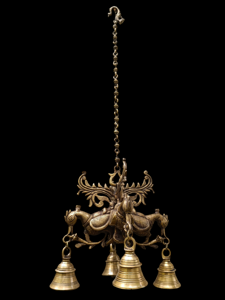 Majestic Brass Hanging With 4 Mythical Hamsa. Length 81 cm