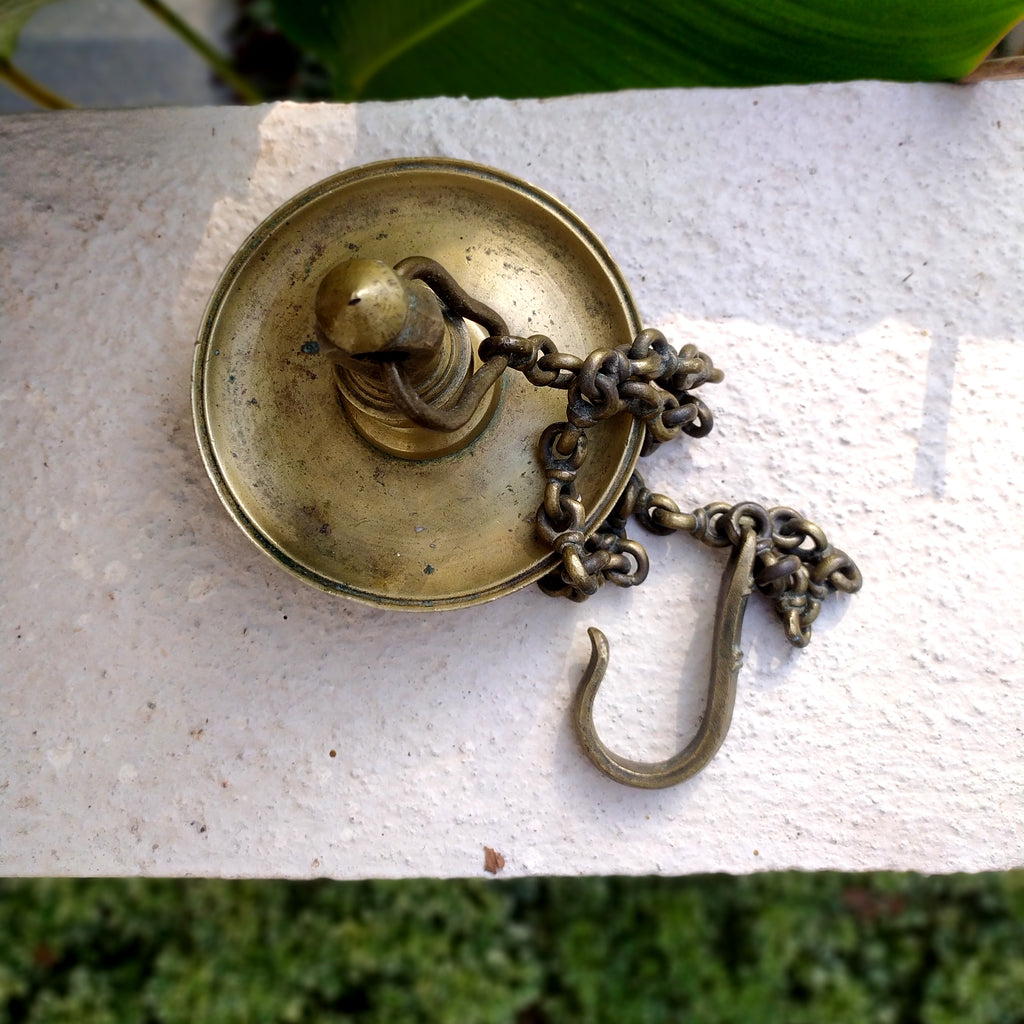 Traditional Brass Oil Lamp - "Thooku Vilakku" From South India. Length 86 cm x Diameter 14 cm