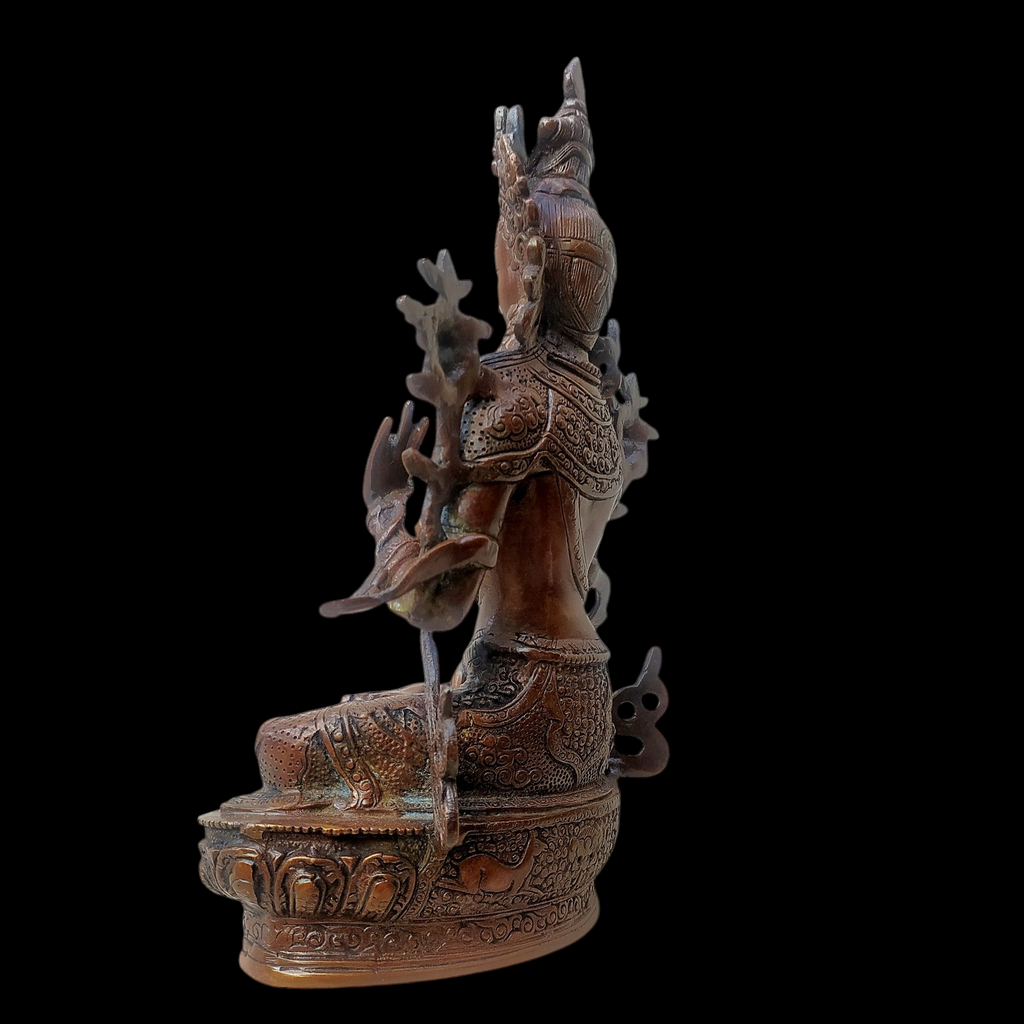 Brass Sculpture of Tara -Female Buddha & Goddess of Universal Compassion. Ht 32 cm x W 18 cm