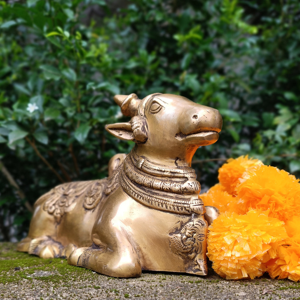 Brass Nandi - Vahan | Vehicle Of Lord Shiva. Length 28 cm x Height 17 cm