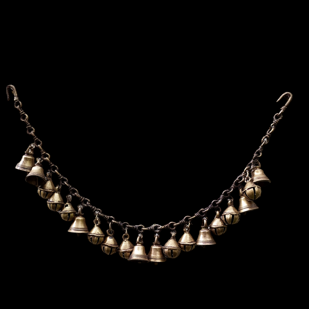 Handcrafted Vintage Brass Necklace with Bells & Ghungroos – A Timeless Artisan Treasure. Length 80 cm