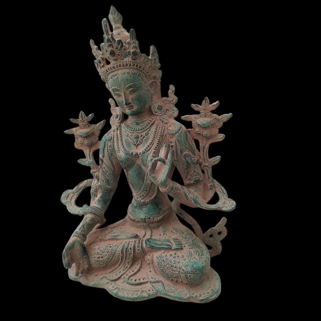 Brass Sculpture of Tara -Female Buddha & Goddess of Universal Compassion, Ht 27 cm x W 20 cm