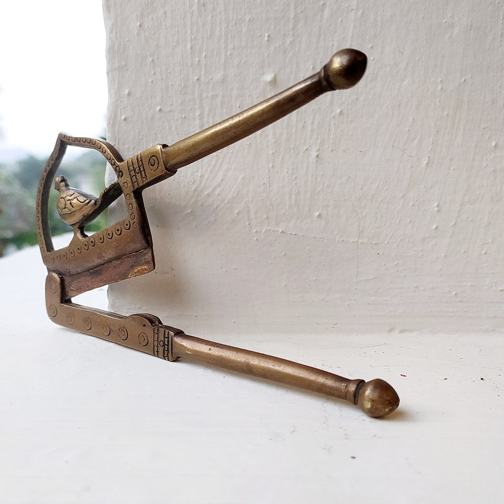 Vintage Mid century Design Brass Nut Cutter With Bird.  Length 14 cm x Height 7 cm