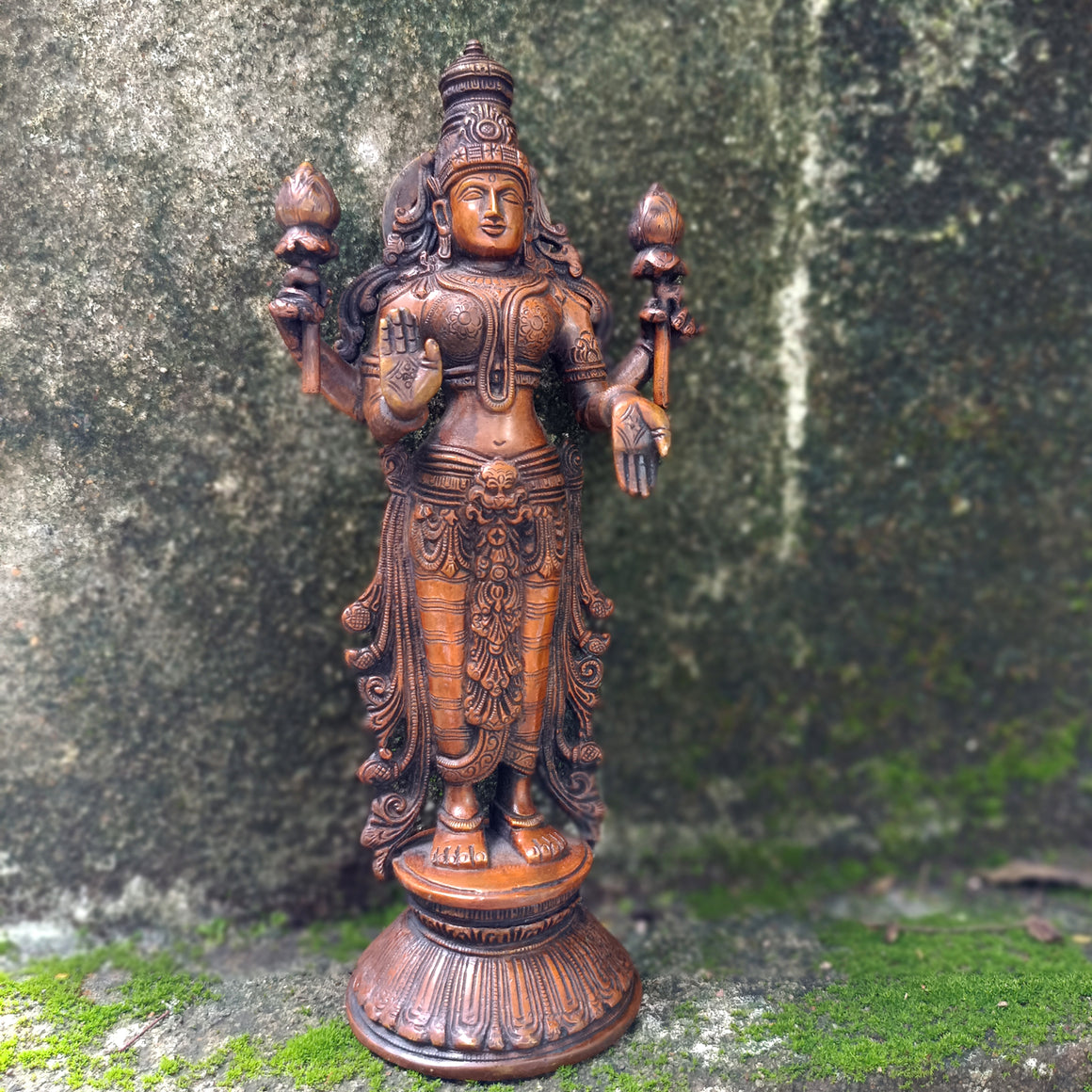 Brass Sculpture of Lakshmi - Goddess Of Wealth .  Ht 32 cm x Width 15 cm