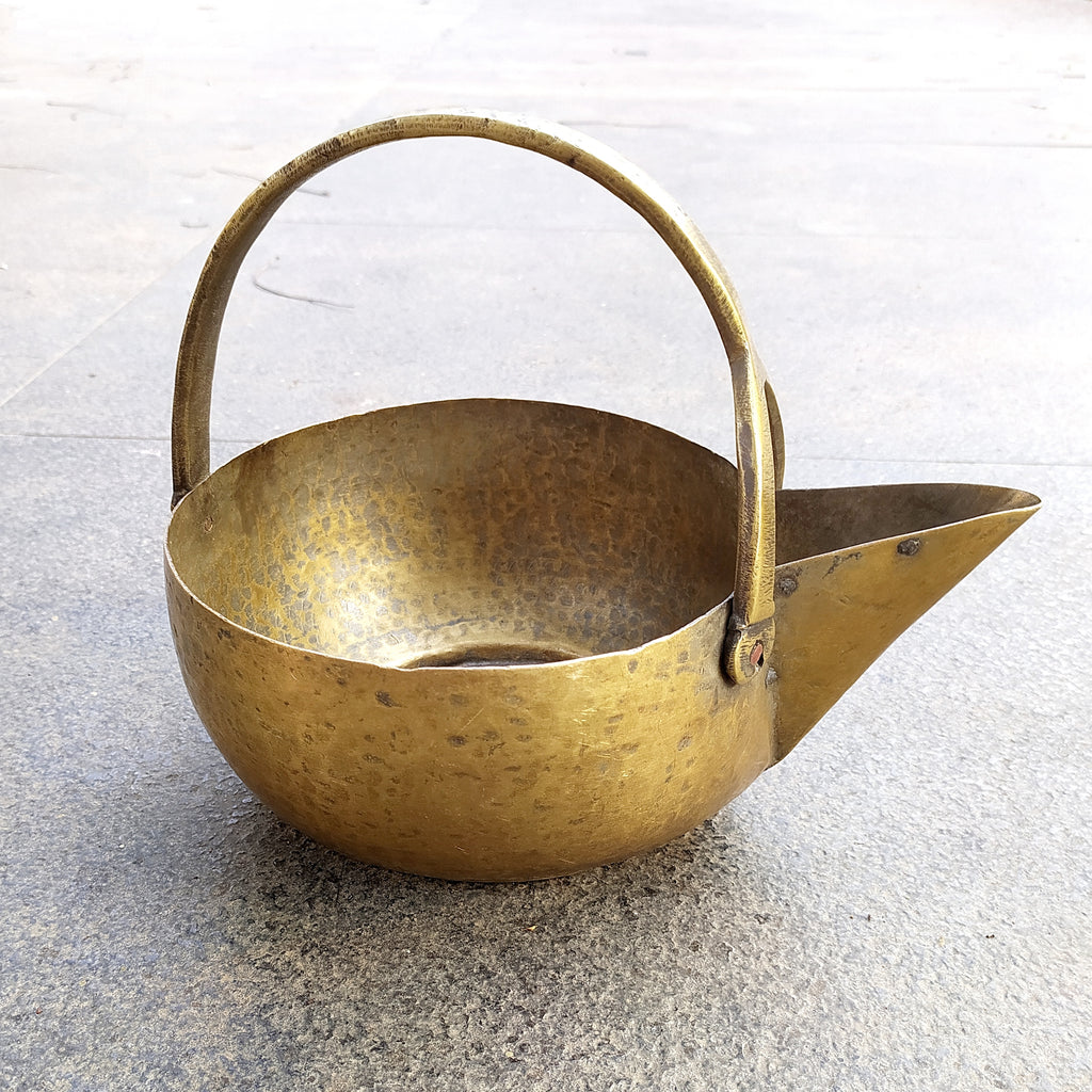 Vintage Brass Food Serving Vessel From South India. Length 27 cm  x Height 24 cm x Diameter 20 cm