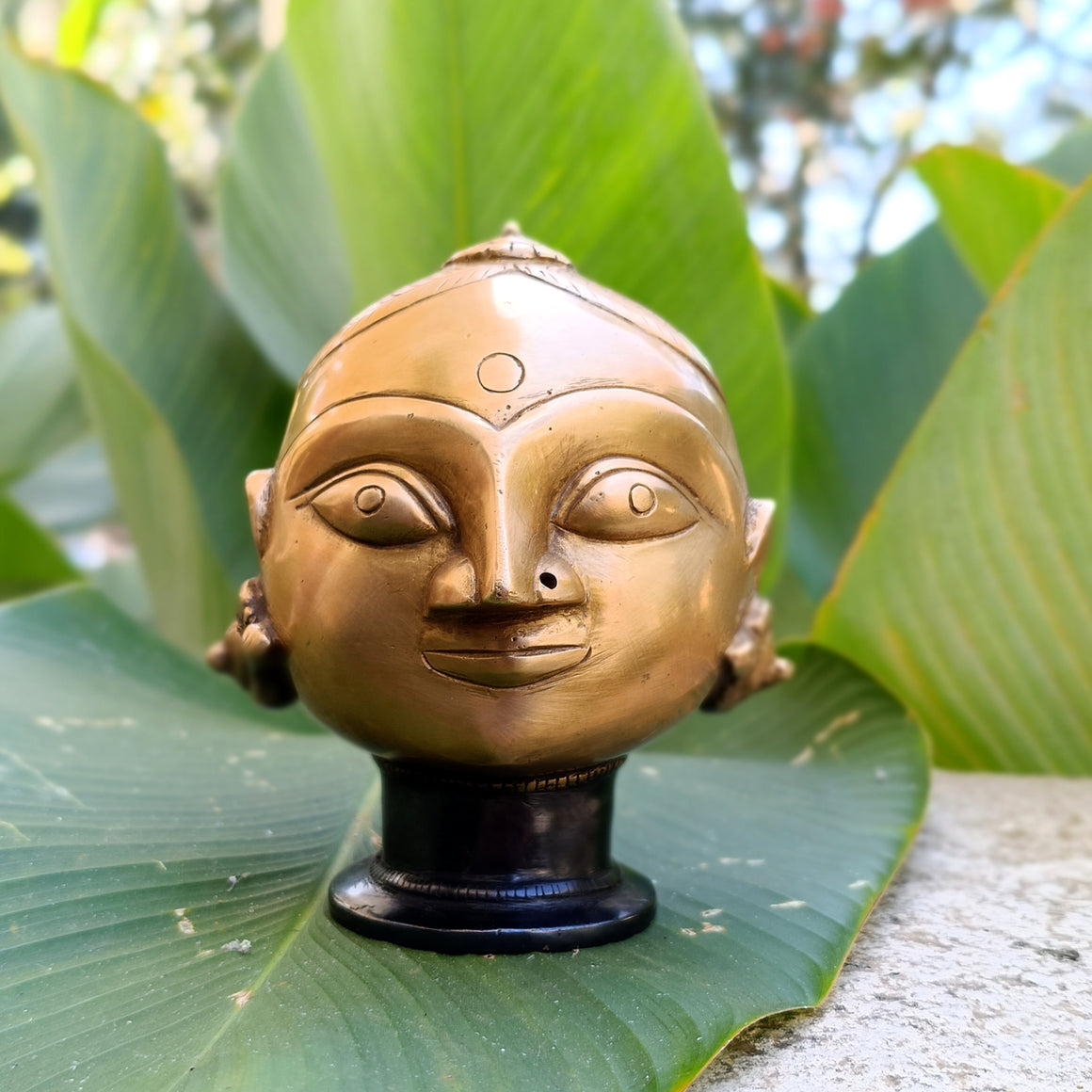 Vintage Brass Bust of Gangaur Gauri - Indian Goddess of Fertility, Love & Devotion . Height 15 cm