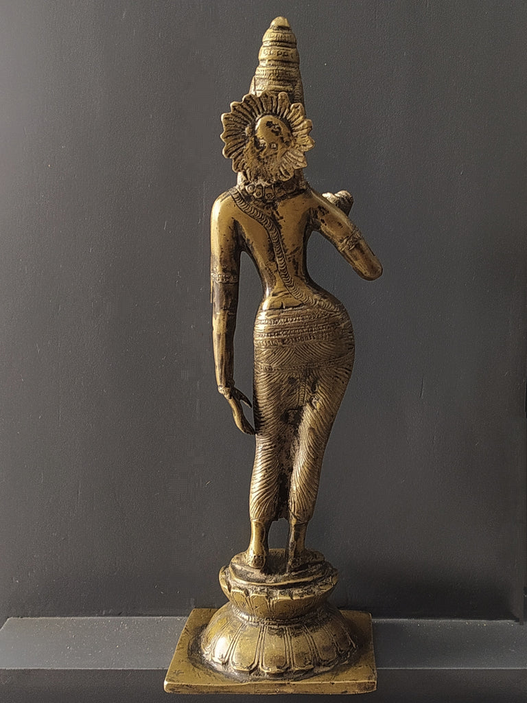 Vintage Divine Brass Sculpture Of Parvati - Goddess of Fertility, Love & Devotion. Height 33 cm