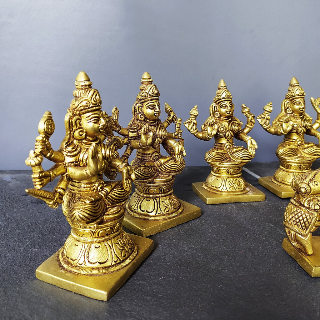 Asthalakshmi - The Eight Manifestations of Lakshmi Goddess of Wealth Handcrafted In Brass. Ht 13 cm
