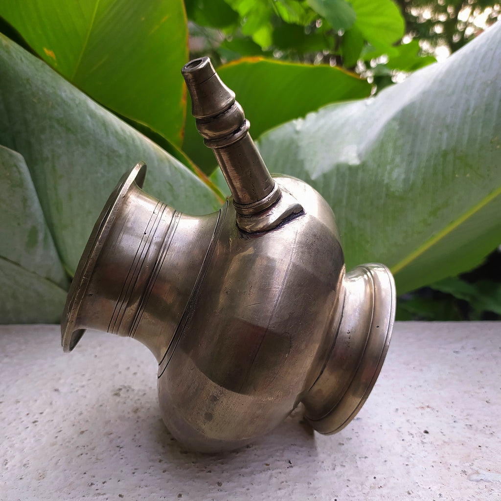 Brass Lota With Spout, Drinking Water Vessel. Ht 13 cm x Length 18 cm x Diameter 9.5 cm