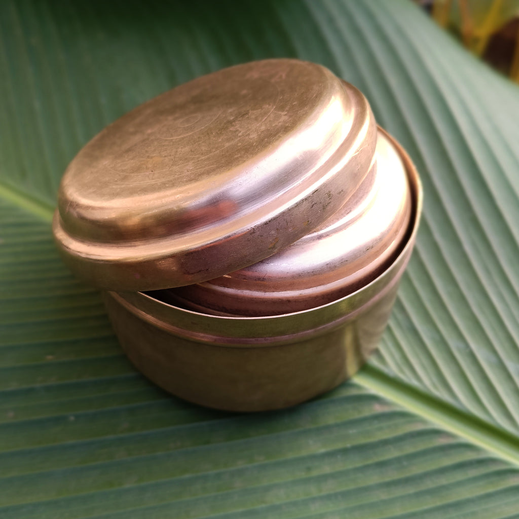 Vintage Collection Of 4 Round Brass Storage Boxes