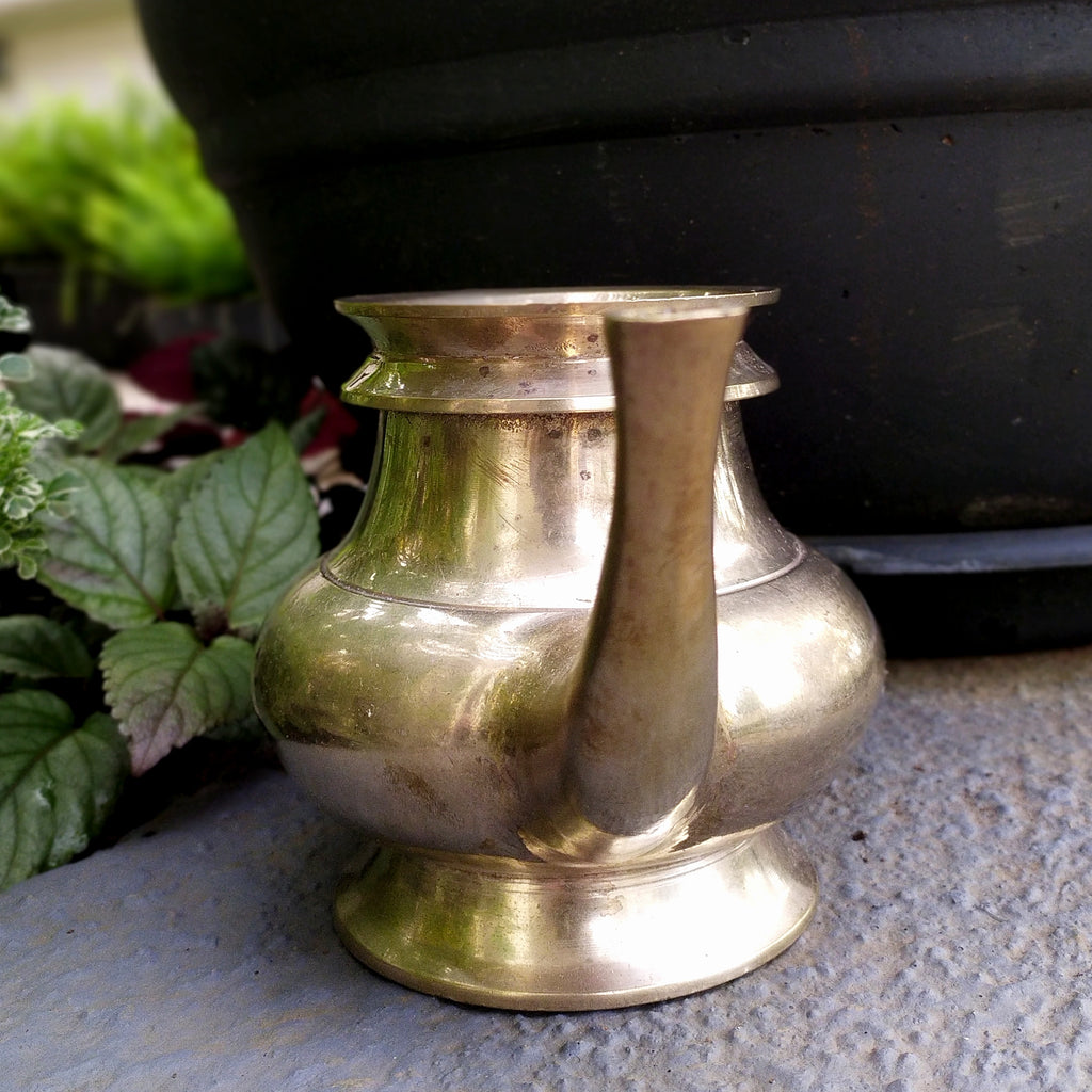 Vintage Brass Kindi With A Spout For Holy Water. Length 22 cm x Height 13 cm