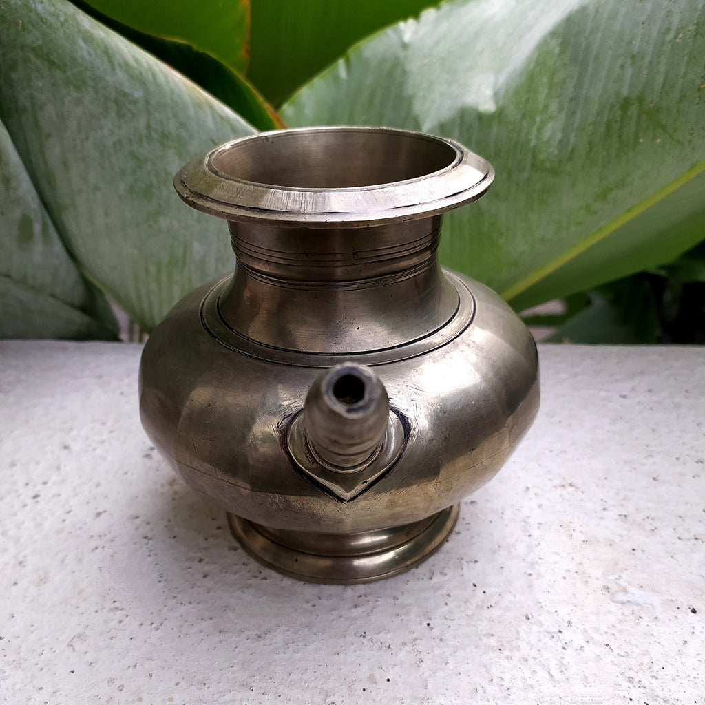 Brass Lota With Spout, Drinking Water Vessel. Ht 13 cm x Length 18 cm x Diameter 9.5 cm