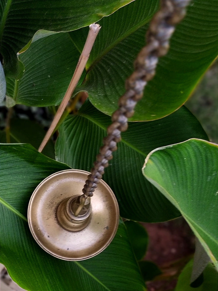Heritage Brass Oil Lamp - "Thooku Vilakku" From South India. Length 103 cm x Diameter 16 cm