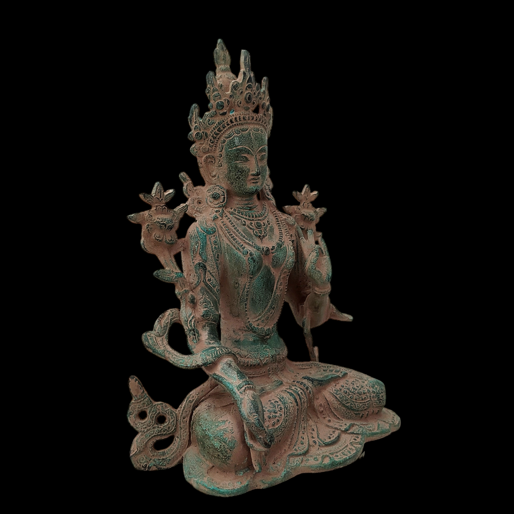 Brass Sculpture of Tara -Female Buddha & Goddess of Universal Compassion, Ht 27 cm x W 20 cm