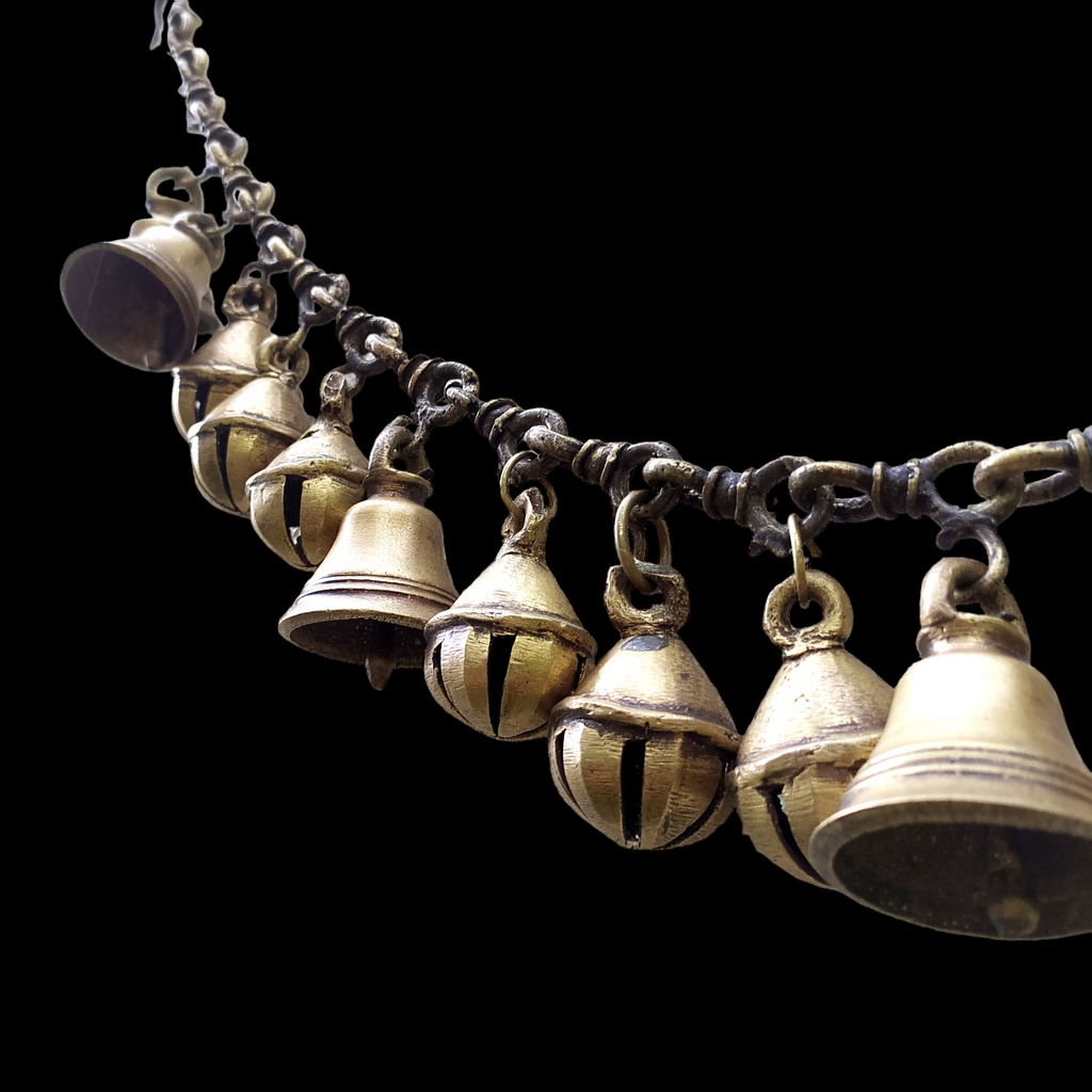 Handcrafted Vintage Brass Necklace with Bells & Ghungroos – A Timeless Artisan Treasure. Length 80 cm