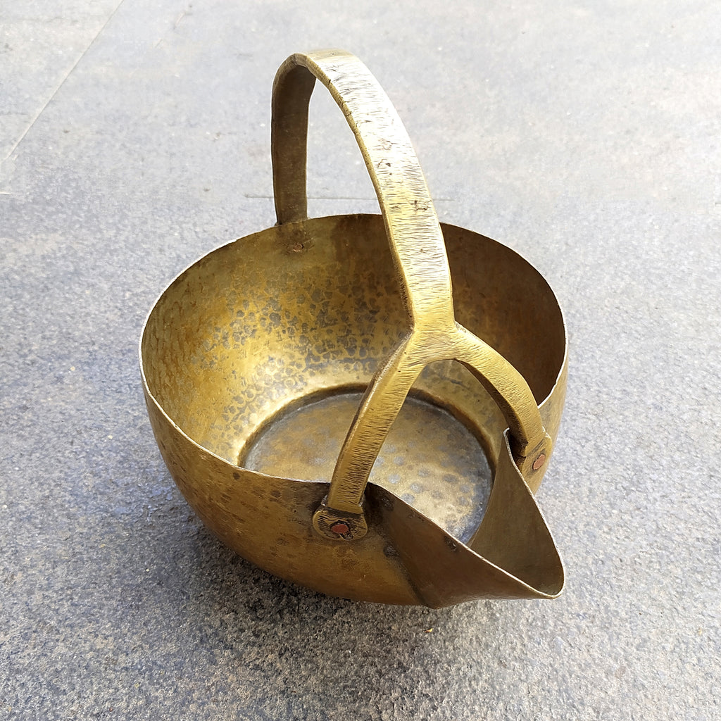 Vintage Brass Food Serving Vessel From South India. Length 27 cm  x Height 24 cm x Diameter 20 cm