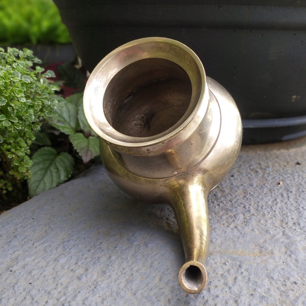 Vintage Brass Kindi With A Spout For Holy Water. Length 22 cm x Height 13 cm