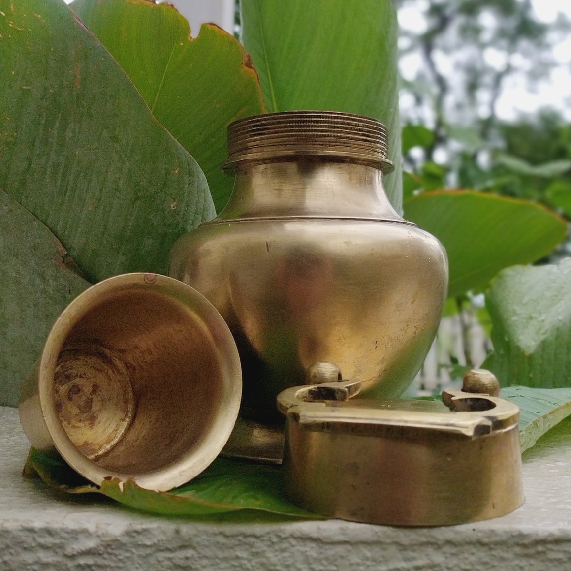 Traditional  Brass Gangajal Vessel for Holy Ganges Water From The Himalayas. Height 17 cm