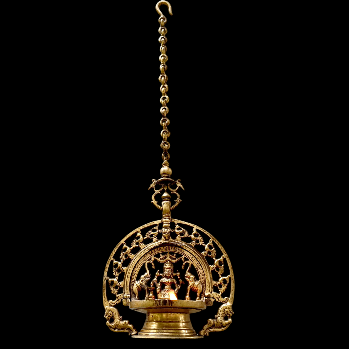Traditional GajaLaxmi Vilakku Auspicious Oil Lamp From Kerala - 70 cm Length