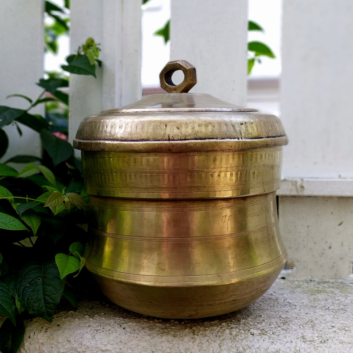 Vintage Idli Steamer | Patra Handcrafted In Brass With 2 Inserts, Height 30 cm x Diameter 25 cm