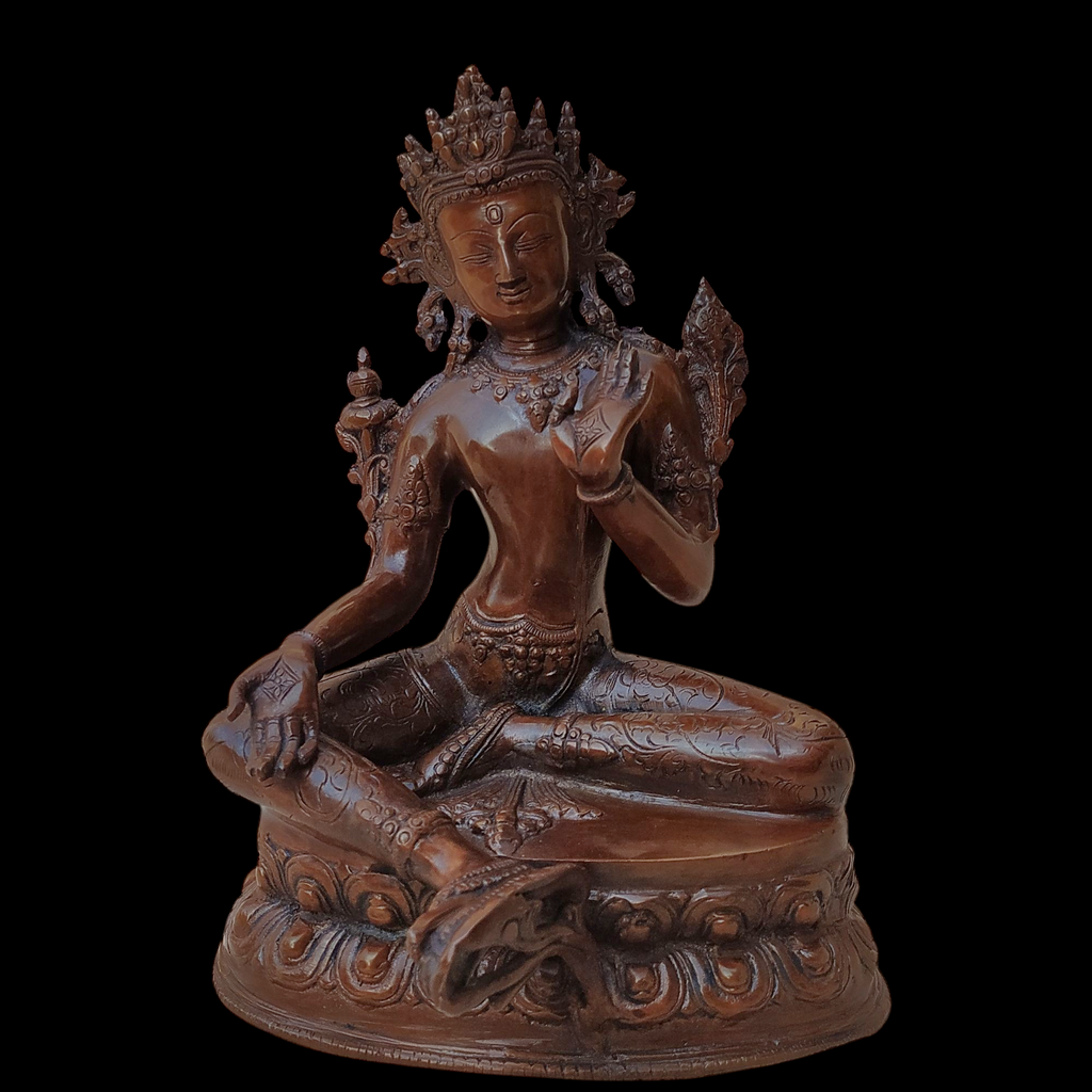 Brass Sculpture of Tara -Female Buddha & Goddess of Universal Compassion, Height 27 cm x Depth 20 cm