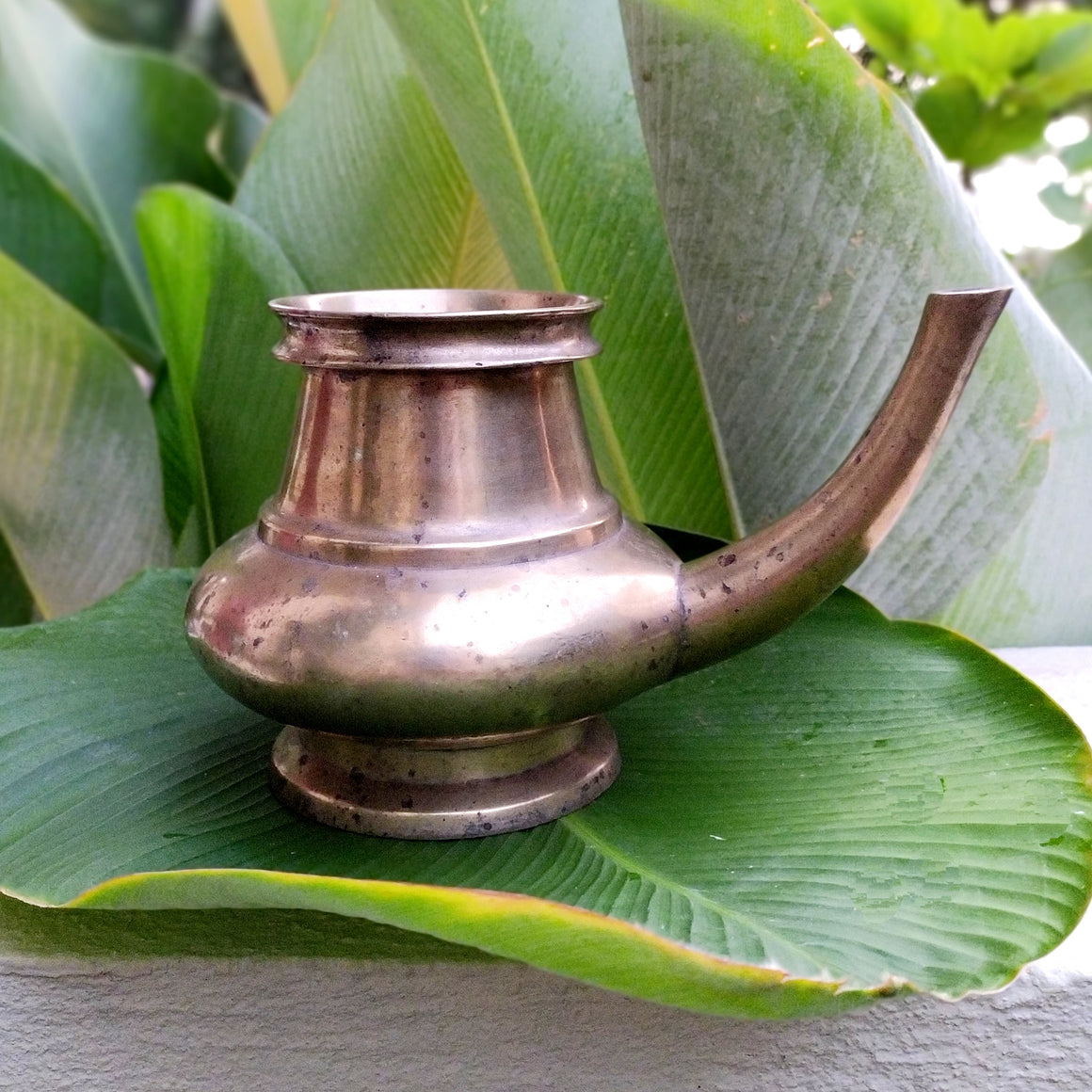 Vintage Brass Kindi With A Spout For Holy Water. Length 25 cm x Height 15 cm