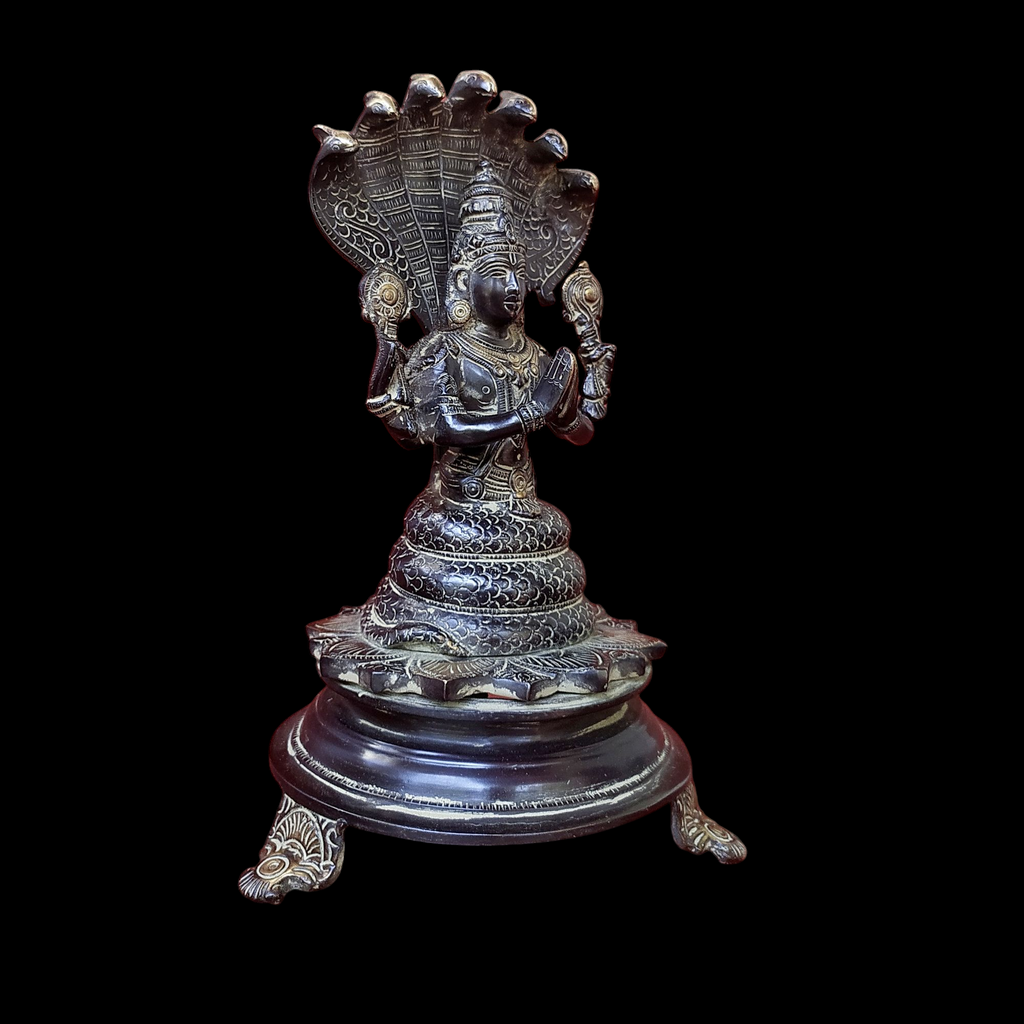 Magnificent Brass Idol of Lord Patanjali with 7 Naags - Sage Of Yoga Sutras. Height 26 cm