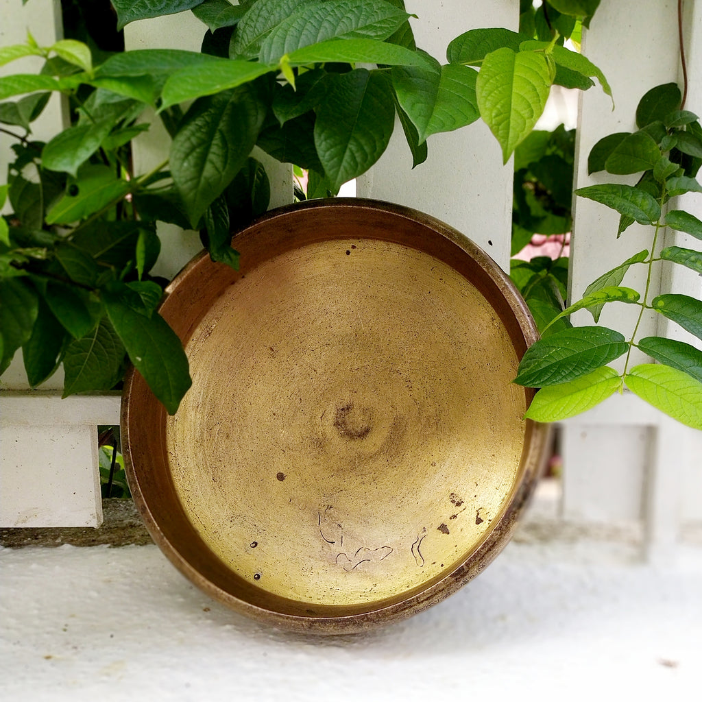 Vintage Traditional Brass Urli From Kerala. Diameter 30 cm x Height 10.5 cm