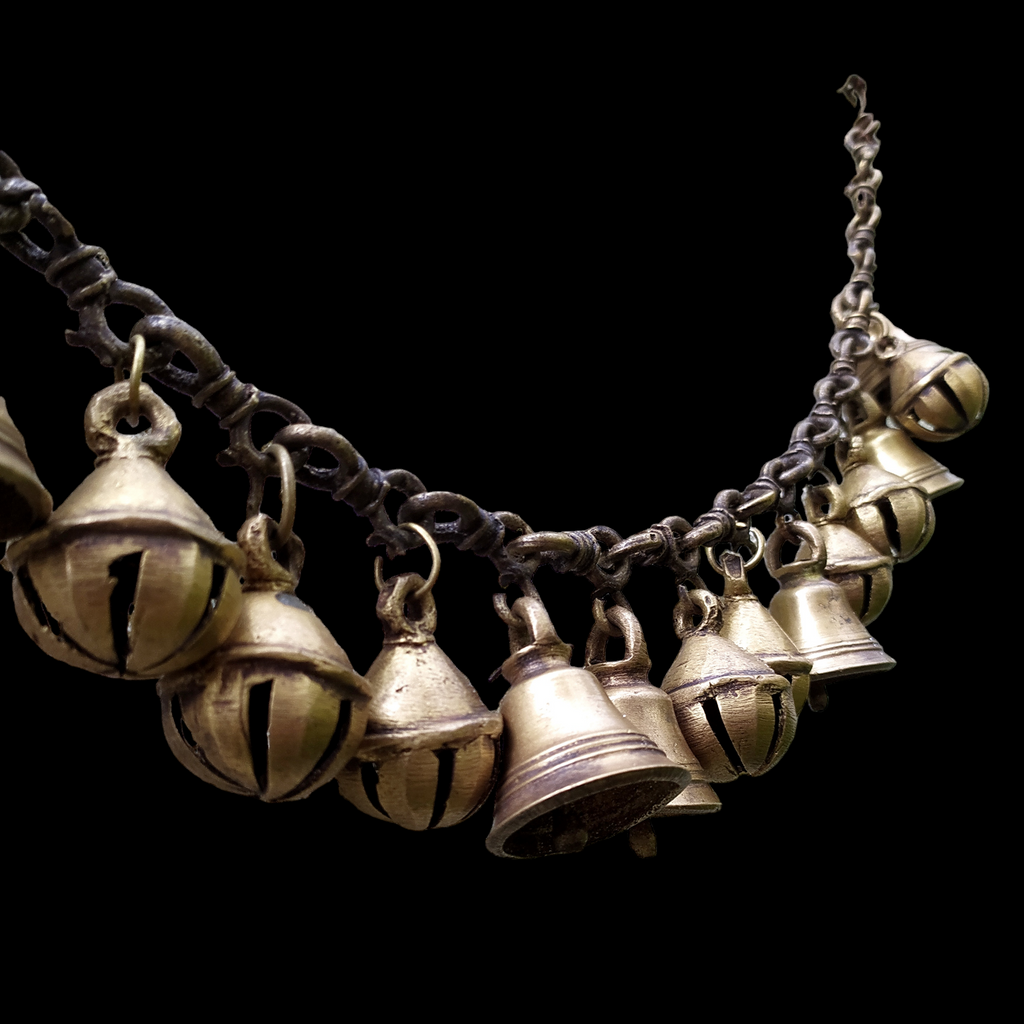 Handcrafted Vintage Brass Necklace with Bells & Ghungroos – A Timeless Artisan Treasure. Length 80 cm