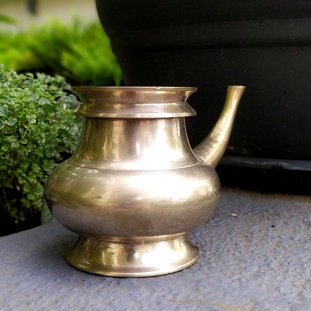 Vintage Brass Kindi With A Spout For Holy Water. Length 22 cm x Height 13 cm