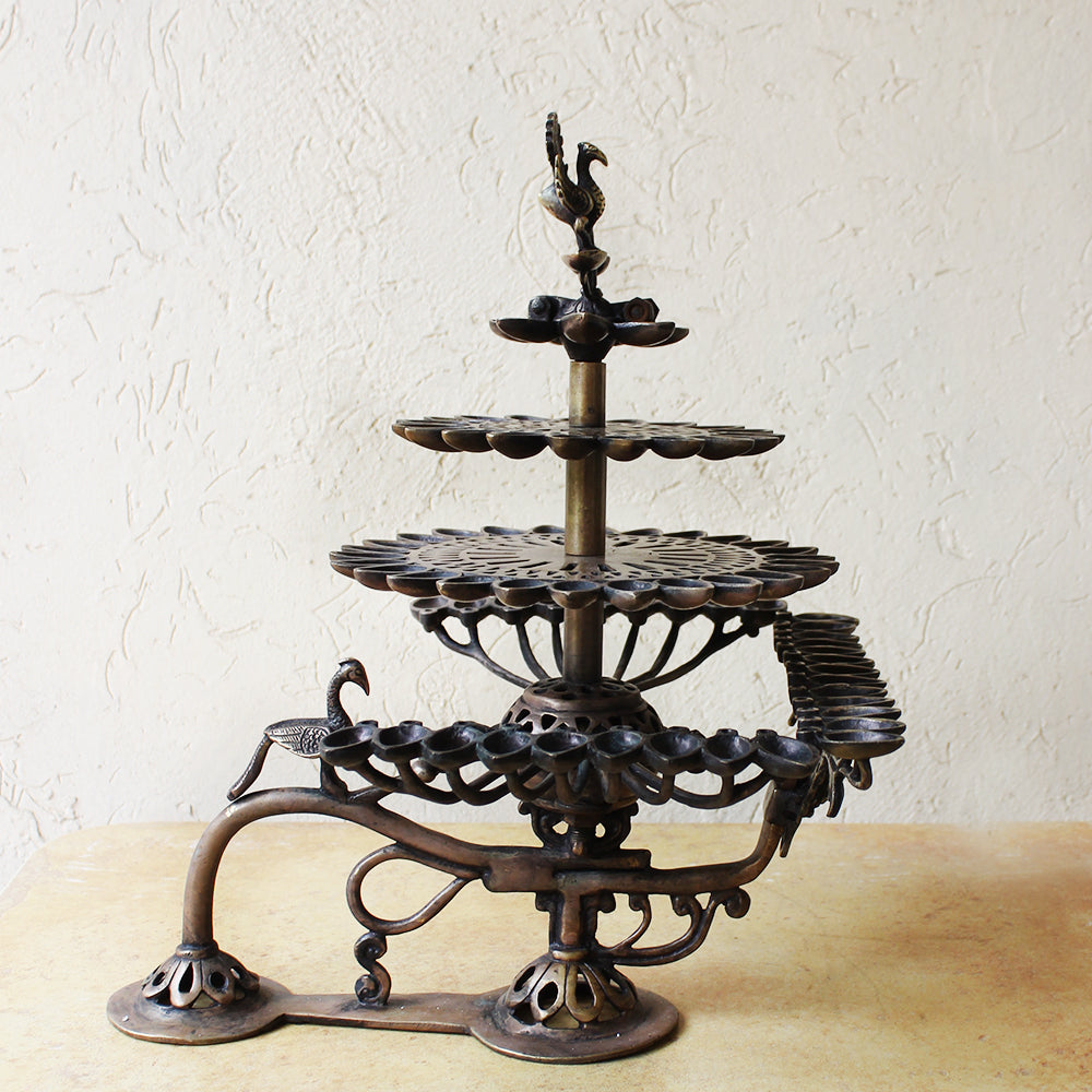 Heritage Majestic Brass Gange Maha Arti | Prayer Lamp With 85 Diyas - Ht 44 cm x L 34 cm x W 30 cm