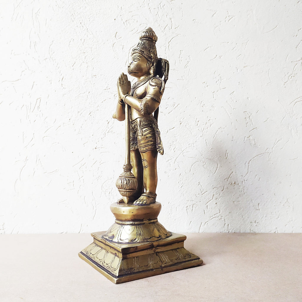 Vintage Brass Sculpture of Hanuman - Devotee of Lord Rama. Ht 39 cm