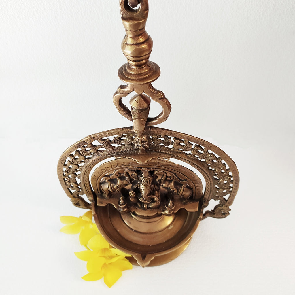 Traditional Gajaganesh Vilakku Hanging Lamp. Height 83 cm x Width 26 cm