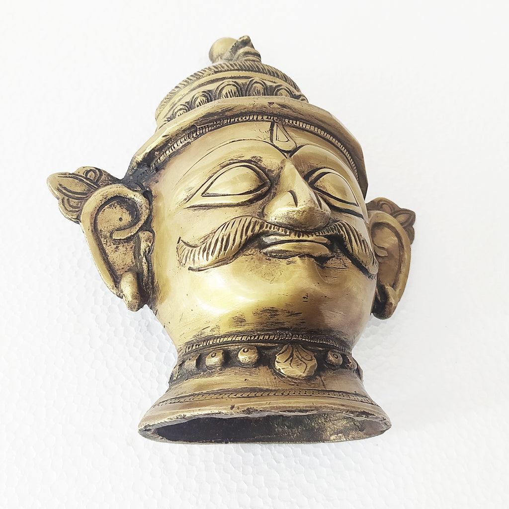 Majestic Brass Bust of Lord Shiva | Shiva Mukhalingam In Brass - The Supreme Creator. H23 cm x W 18.5 cm