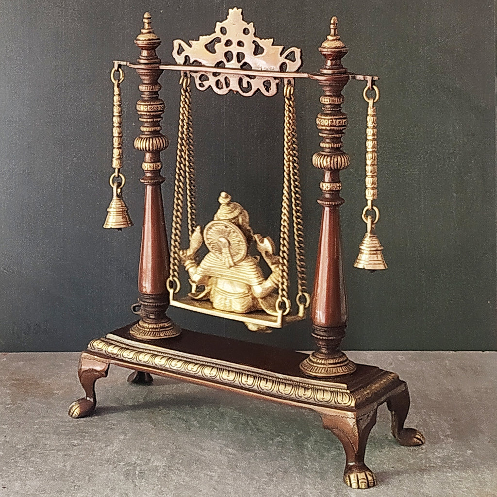 Magnificent Brass Swing With Lord Ganesha - Height 41 cm x Width 34 cm