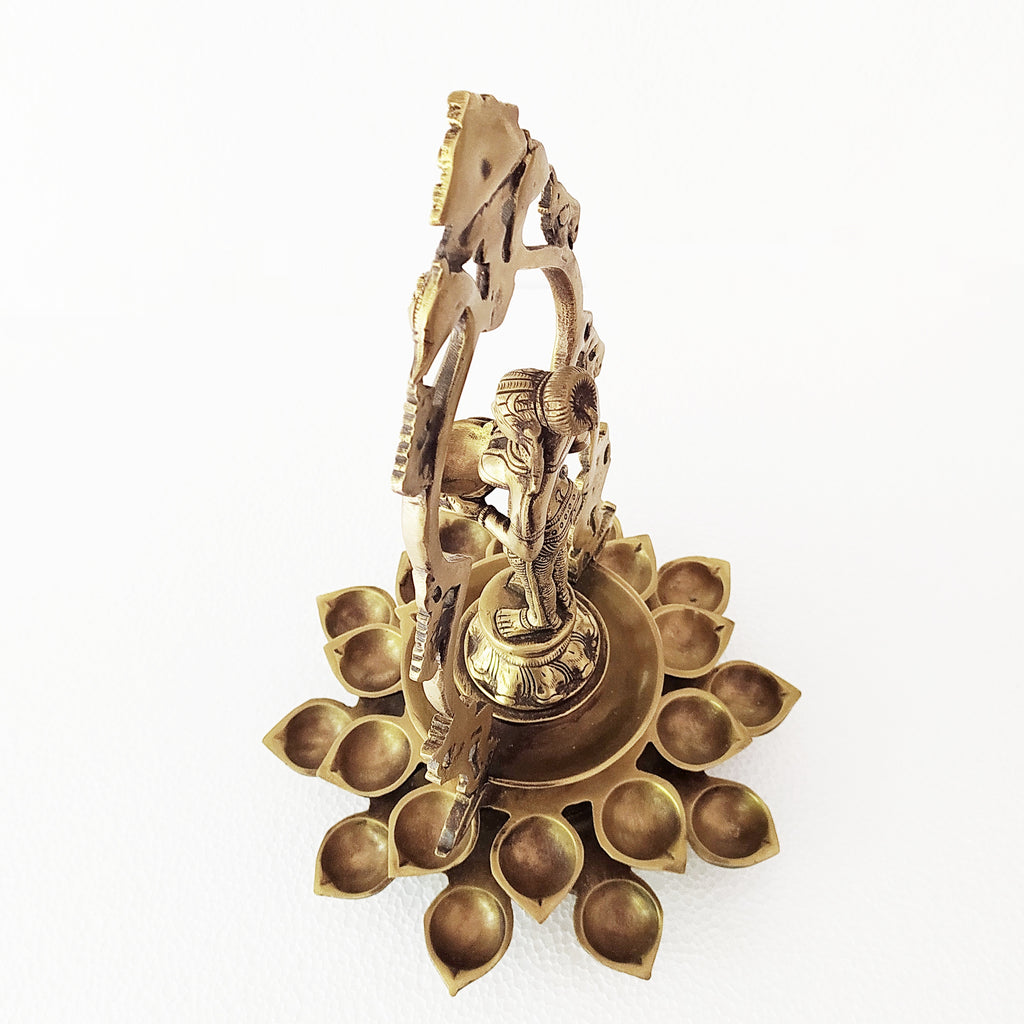 Exquisite Brass Lamp of Goddess Meenakshi With 21 Diyas. Height 35 cm x Width 25 cm