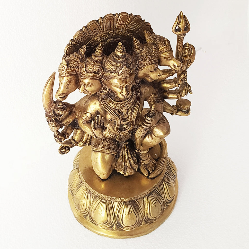 Majestic Brass Sculpture Panchmukhi Hanuman. Size Ht 33 cm  x W 22 cm x Dia 19 cm
