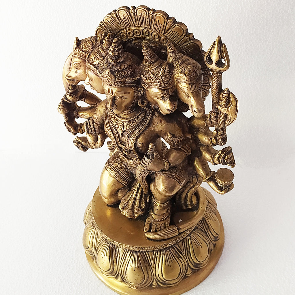 Majestic Brass Sculpture Panchmukhi Hanuman. Size Ht 33 cm  x W 22 cm x Dia 19 cm