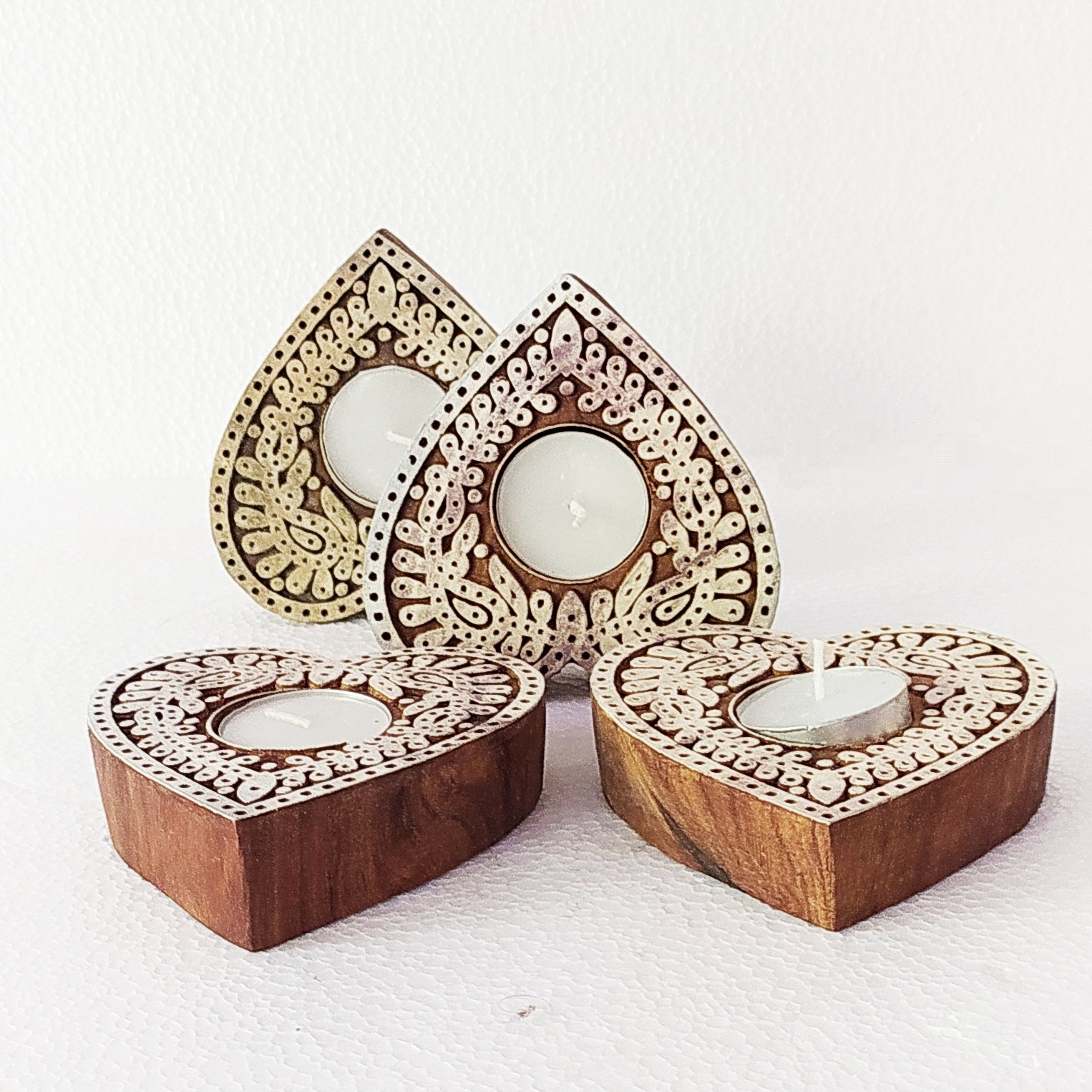 Wood Candle Holders, Heart Shape Candlestick, Gift to My Friend, Romantic Decorative Tealight Holder, Size: 4.7 x 3.5 x 1.8