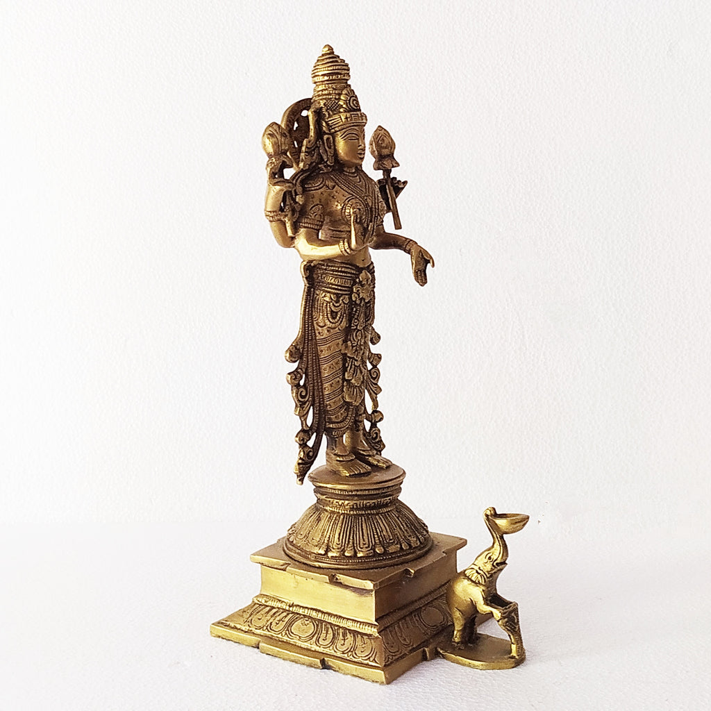 Magnificent Brass Sculpture of Lakshmi - Goddess Of Wealth & Prosperity.  Ht 37 cm x L 19 cm x W 13 cm