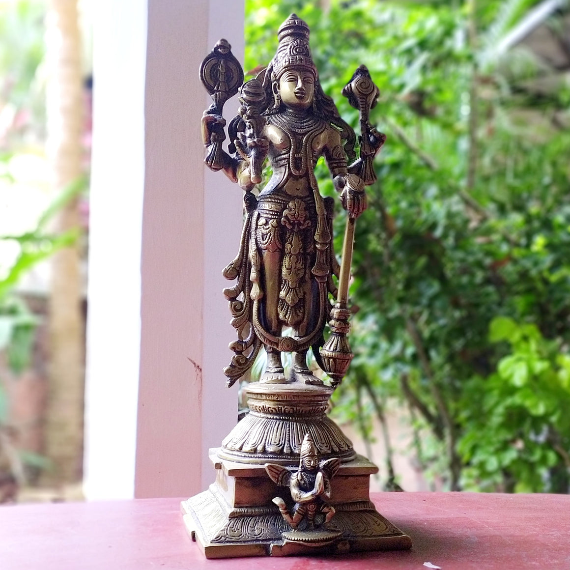 Magnificent 37 cm Tall Brass Sculpture Of Lord Vishnu - Protector Of The World
