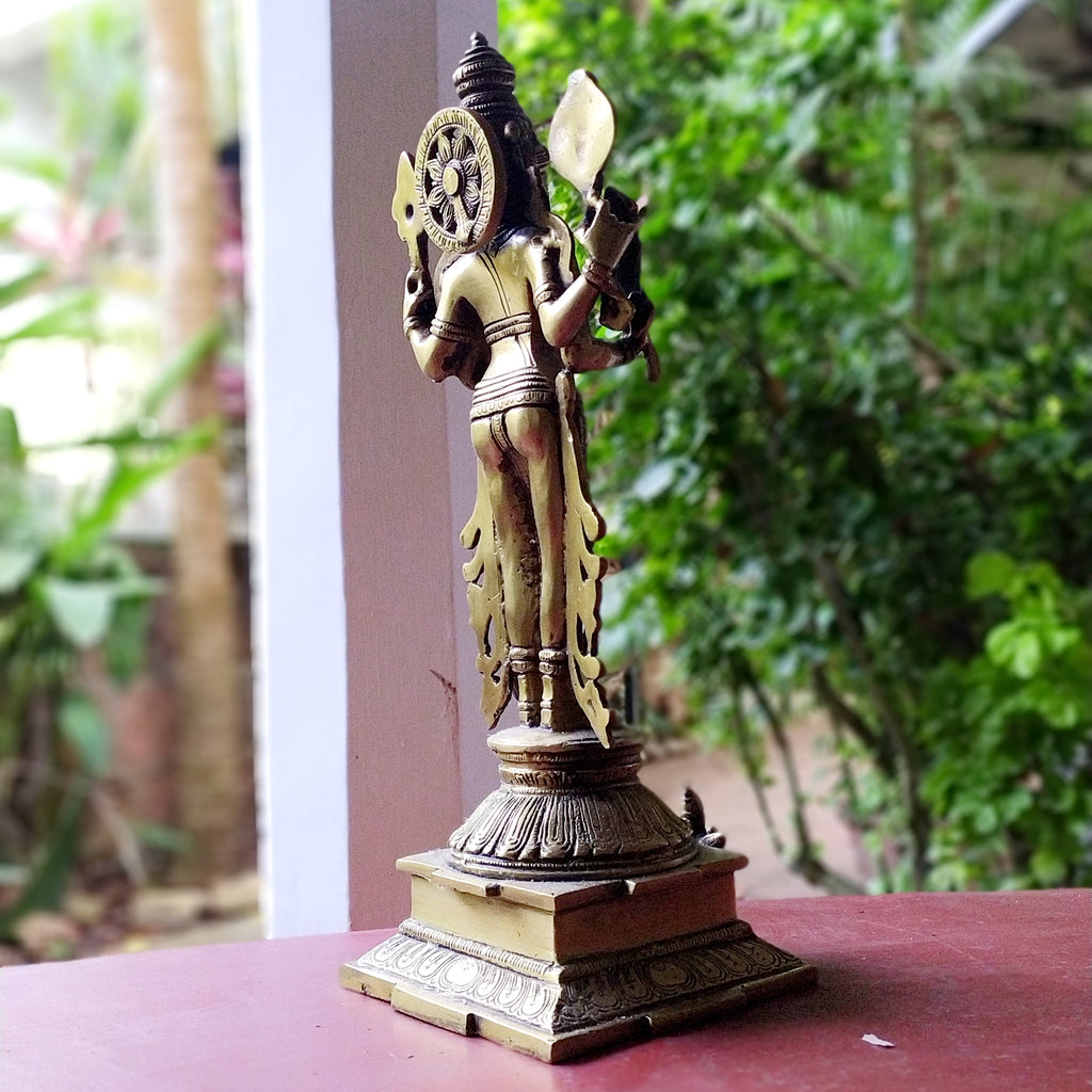 Magnificent 37 cm Tall Brass Sculpture Of Lord Vishnu - Protector Of The World