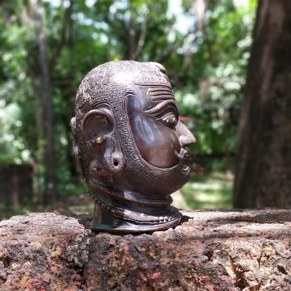 Brass Bust of Lord Shiva - The Supreme Creator. Height 15 cm x Width 14 cm